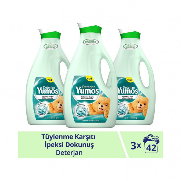 Yumoş Sıvı Bakım Çamaşır Deterjanı Hassas Giysiler İçin Tüylenme Karşıtı İpeksi Dokunuş 2520 ML x 3 Adet