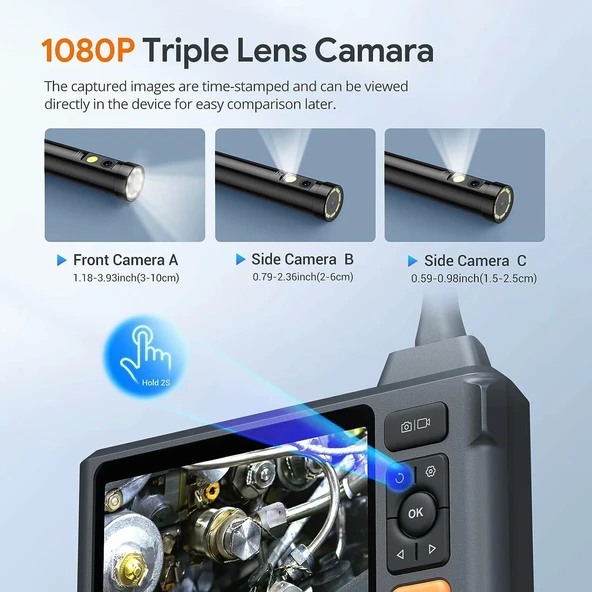DEPSTECH Üç Lensli Endüstriyel Endoskop Kamera 1080P Boroskop - 5m - 3