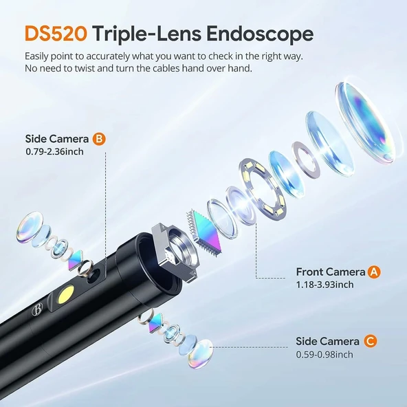 DEPSTECH Üç Lensli Endüstriyel Endoskop Kamera 1080P Boroskop - 15m - 4