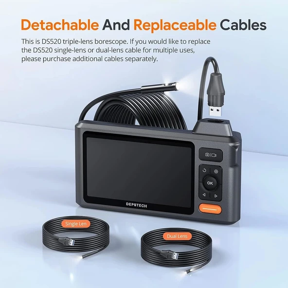 DEPSTECH Üç Lensli Endüstriyel Endoskop Kamera 1080P Boroskop - 5m - 2