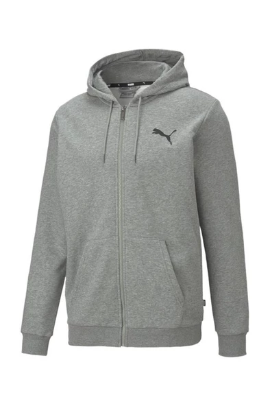 Puma ESS Small Logo FZ Hoodie Erkek Sweatshirt Gri S-XXL