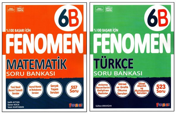 Fenomen 6. Sınıf Matematik (B) + Türkçe (B) Soru Bankası 2 Kitap