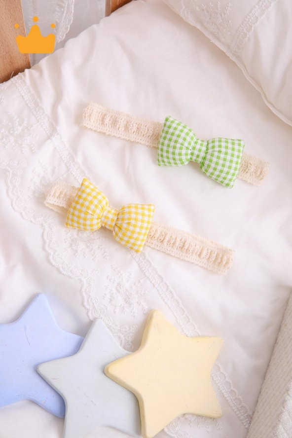 Babyhola Kız Bebek 2li Saç Bandı Bandana Set Yeşil-Sarı 1704 - 3