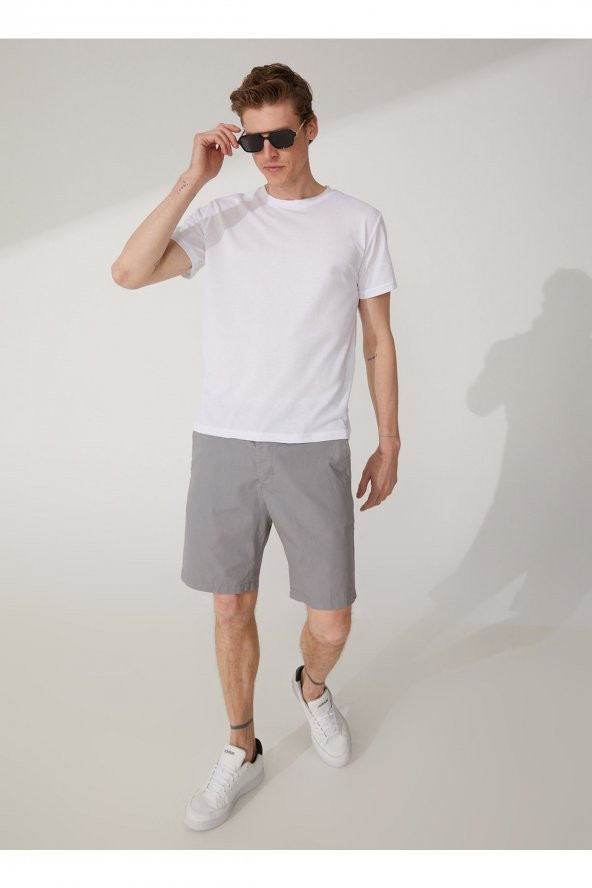 O Yaka Armürlü Beyaz Erkek T-shirt Ts1014000278 - Resim 2