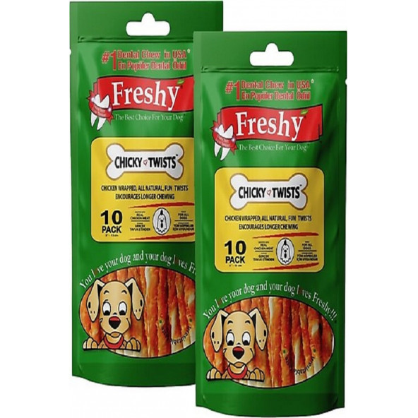 Freshy Chicky Twists Tavuklu Köpek Ödül Çubuk Mama 2 X 90 gr. (2 Adet)