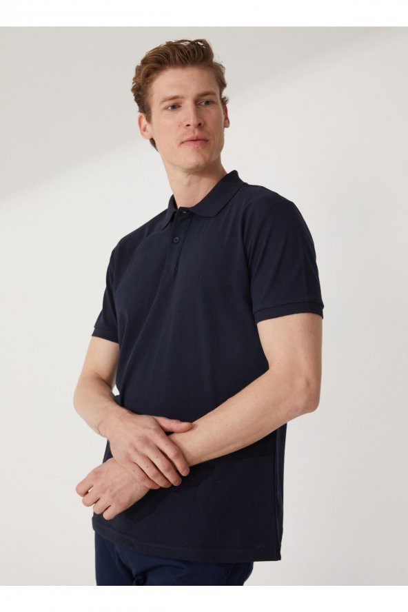 Polo Yaka Armürlü Lacivert Erkek T-shirt Ts1014000271