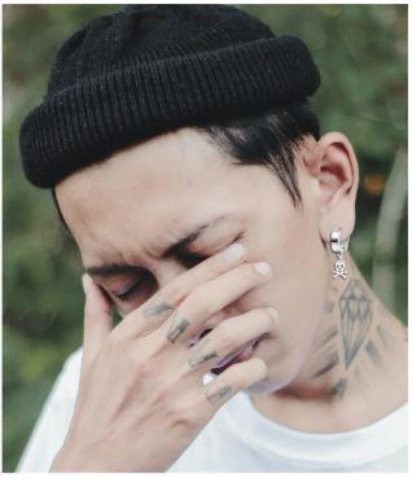 Küpe Kulak Kuru Kafa Çelik Gri Kadın Erkek İthal 316 L Paslanmaz Kararmaz - 2