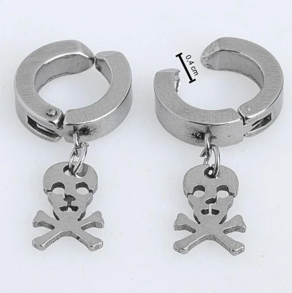 Küpe Kulak Kuru Kafa Çelik Gri Kadın Erkek İthal 316 L Paslanmaz Kararmaz - 3