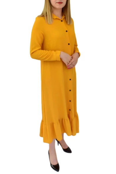Kadın Sarı Elbise MNLS-09 - Resim 6