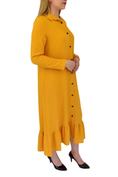 Kadın Sarı Elbise MNLS-09 - Resim 3