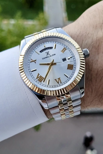 Daniel Klein DKISTE586 Gold Gümüş Renk Takvim ve Gün Fonksiyonlu Erkek Kol Saati ürün görseli 1