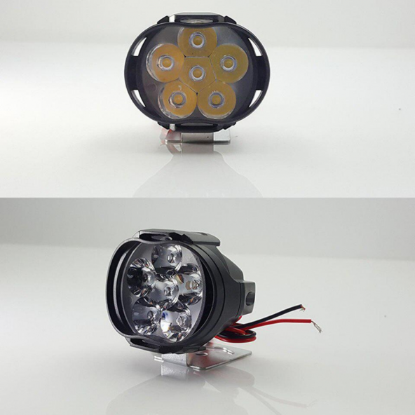 2 Adet Motosiklet Scooter Led Sis Farı Çakar Ve Sabit Mod 6 Ledli - 3