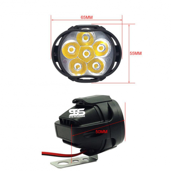 2 Adet Motosiklet Scooter Led Sis Farı Çakar Ve Sabit Mod 6 Ledli - 4