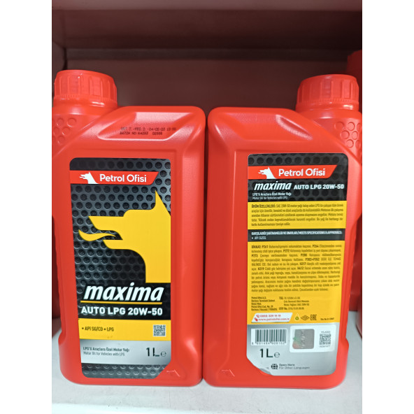 Petrol Ofisi Auto Lpg 20W-50 1 Lt Motor Yağı 2024 Üretim
