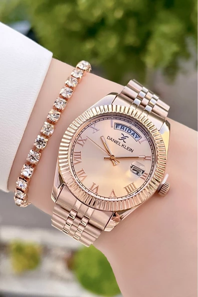 Daniel Klein DKISTE181 Rose Renk  Takvimli Kadın Kol Saati ve Bileklik - Resim 2