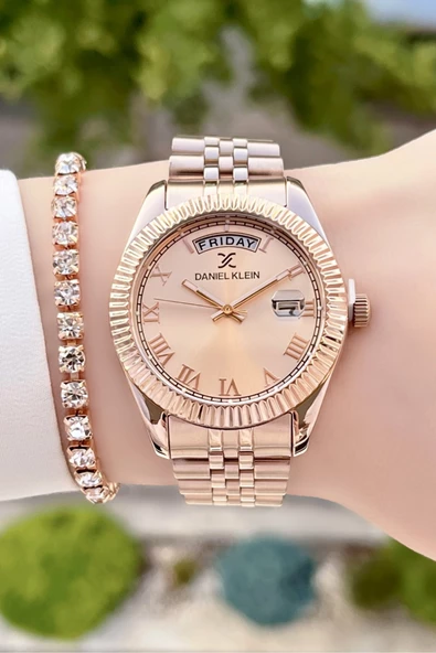 Daniel Klein DKISTE181 Rose Renk  Takvimli Kadın Kol Saati ve Bileklik - Resim 3