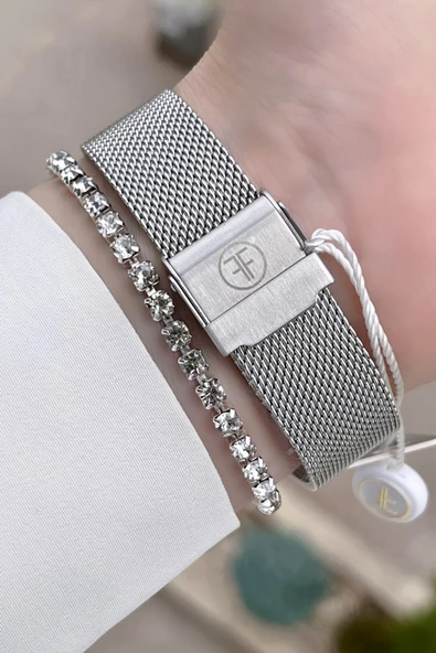 Freelook FLISTE19 Gümüş Renk 5 ATM Su Geçirmez Kadın Kol Saati ve Bileklik - Resim 5