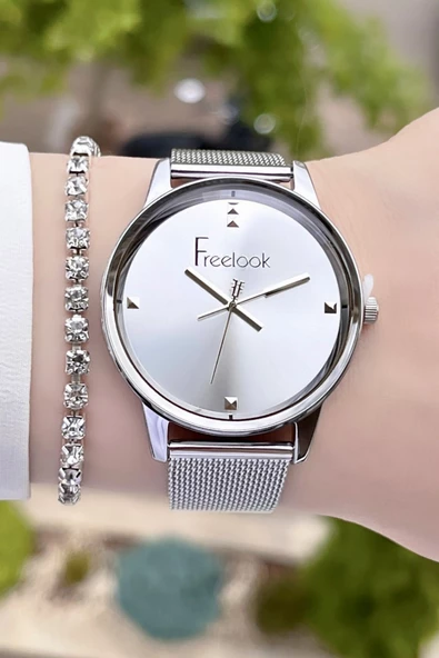 Freelook FLISTE19 Gümüş Renk 5 ATM Su Geçirmez Kadın Kol Saati ve Bileklik - Resim 3