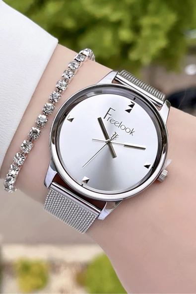 Freelook FLISTE19 Gümüş Renk 5 ATM Su Geçirmez Kadın Kol Saati ve Bileklik - Resim 2