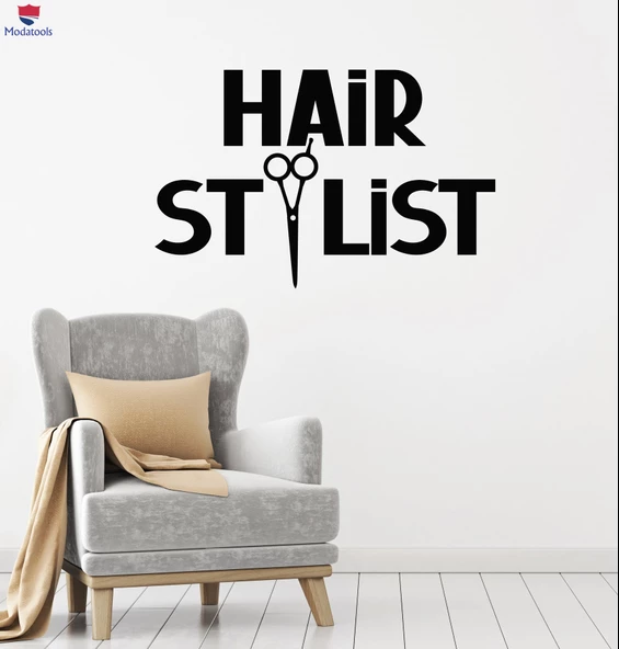Dekorasyon Duvar Sticker Güzellik Salonu Saç Stilisti Logo Makas Kelimeler Profesyonel Kuaför Çıkartmalar