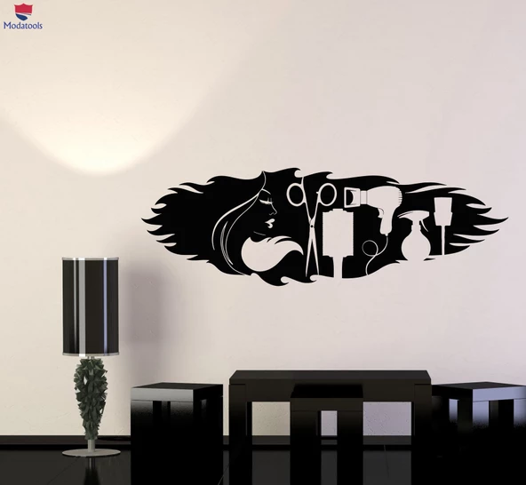 Dekorasyon Duvar Sticker Güzellik Salonu Stilist Kuaför Saç Araçları Çıkartmalar
