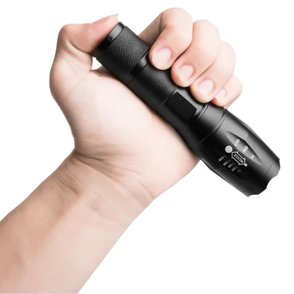 POWERMASTER PM-14623 ŞARJLI ZOOMLU FLASH ÖZELLİKLİ 4 MOD POWER LEDLİ METAL EL FENERİ - 2