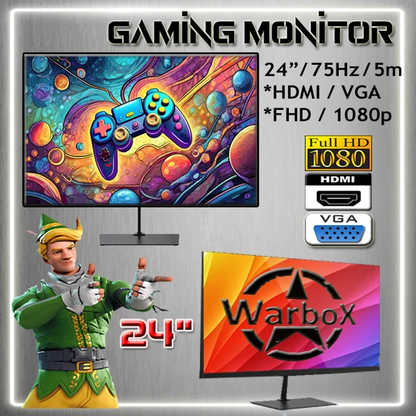 WarboX Hulk Xeon X5650 3.10ghz 48gb Ram 512gb Ssd R7 240-4gb E.kartı 24" Monitör Gaming Bilgisayar - 3