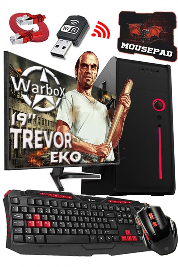 WarboX Trevor İ3 3.30ghz 8gb Ram 240gb Ssd 250gb Hdd R7 240-4gb E.Kartı 19" Monitör Gaming Bilgisaya