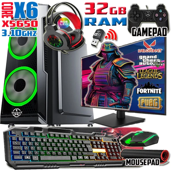 WarboX Yakuza 24" 200hz Monitör X5650 32gbRam 240gbSsd 250gbHdd R7 240-4gbE.kartı Gaming Bilgisayar ürün görseli 1