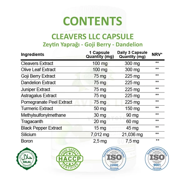 Gökçek Şifa Yoğurt Otu Llk Kapsül (CLEAVERS LLC CAPSULE) 60 Adet - Resim 2