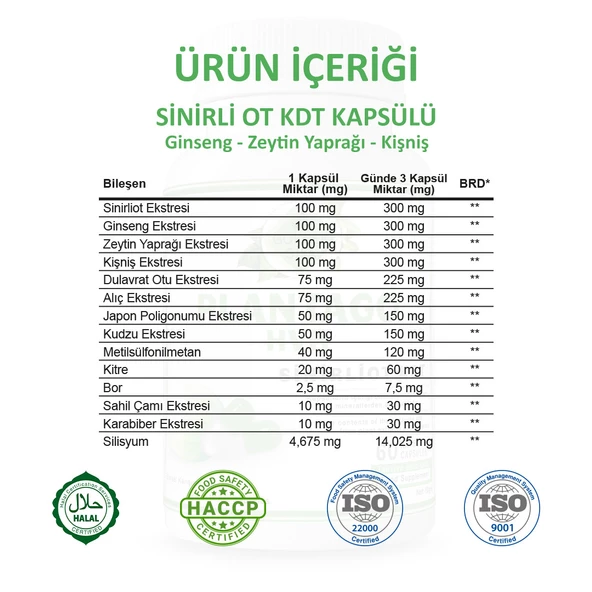 Sinirliot Kdt Kapsül (PLANTAGO HVH CAPSULE) 60 Adet - Resim 3