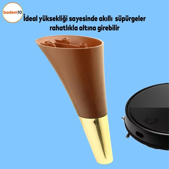 Clara Mobilya Kanepe Tv Ünitesi Konsol Koltuk Ayağı Ahşap Desenli Ceviz Altın 18 Cm (4 ADET) - 4