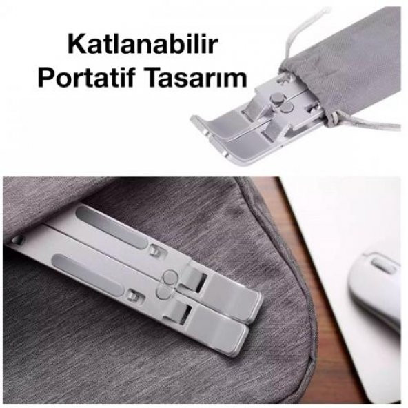 Coofbe Alüminyum 6 Farklı Yükseklik Ayarlı Taşınabilir Laptop Standı Tablet Notebook Standı Kaymaz Pad - 3