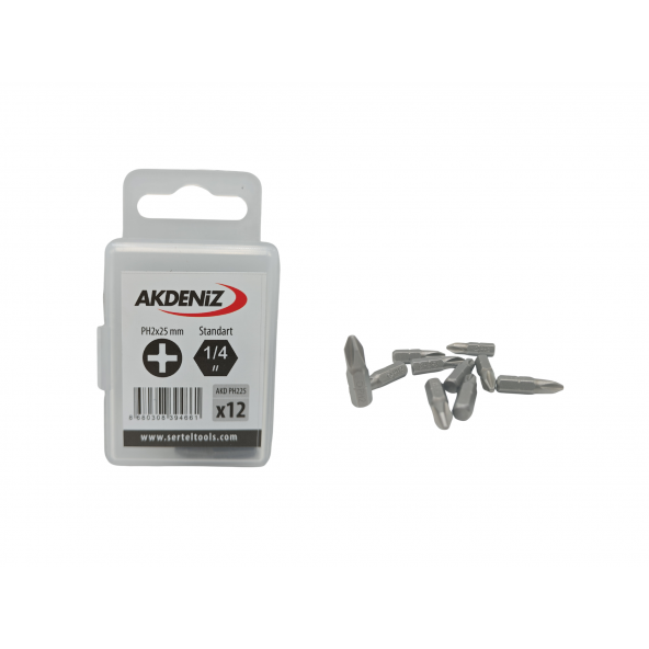 Akdeniz AKD/225 1/4 Yıldız Ph2x25 Mm 48 Adet Bits Uç