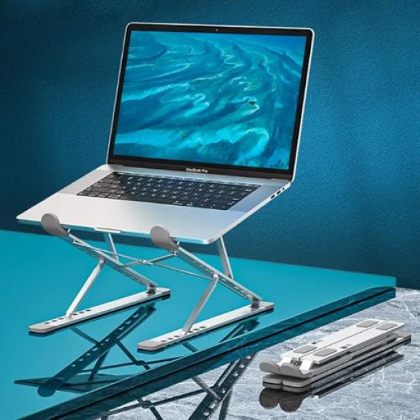 Coofbe Alüminyum Çift Katmanlı Yükseklik Ayarlı Taşınabilir Laptop Standı Tablet Notebook Standı Kaymaz Pad - 2