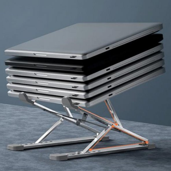 Coofbe Alüminyum Çift Katmanlı Yükseklik Ayarlı Taşınabilir Laptop Standı Tablet Notebook Standı Kaymaz Pad - 4