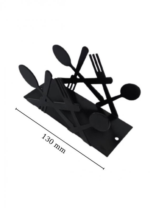 Dekoratif Metal Siyah Peçetelik Kaşık Çatal Bıçak Desenli Peçetelik - 2