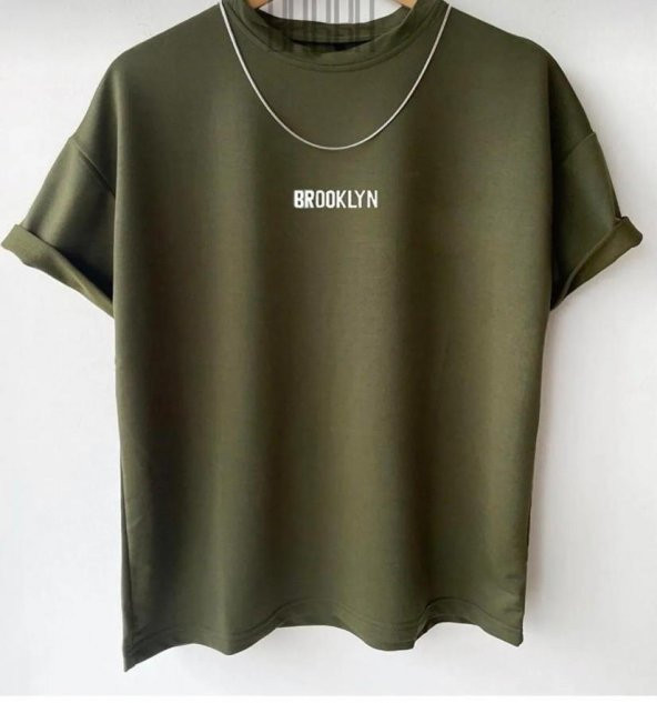 NO 601  UNİSEX BROOKLYN YAZILI OVERSİZE TSHİRT
