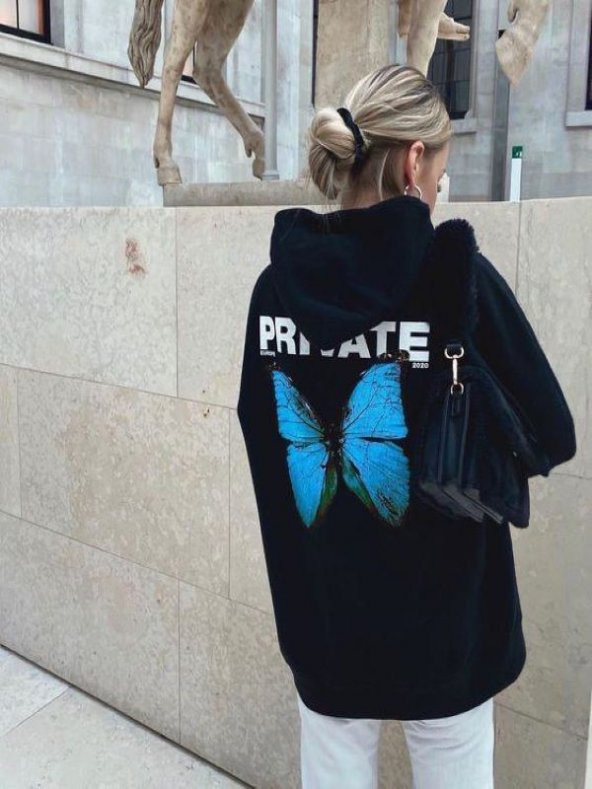 NO 601  PRİVATE BASKILI UNİSEX KAPŞONLU SWEAT - 4