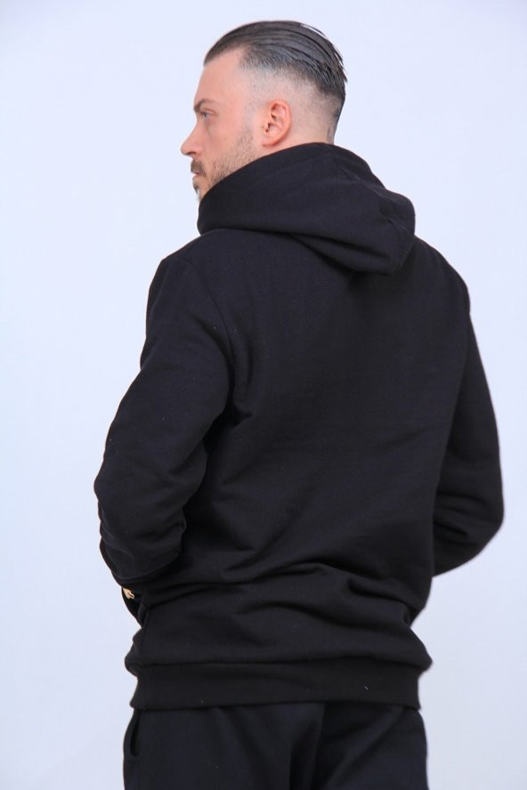NO 601  Unisex Siyah 2iplik Polarlı Sweatshirt - 2