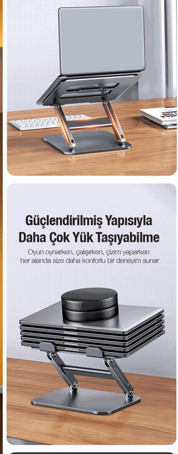 Coofbe Alüminyum Katlanabilir Taşınabilir Yükseklik Ayarlı Notebook Standı Tablet Standı Masası - 3