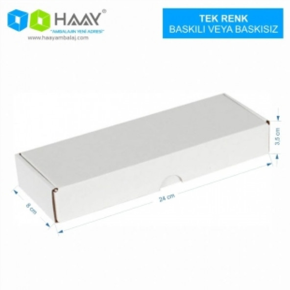 HAAY AMBALAJ 24x8x3,5 Cm Beyaz E-ticaret Kargo Kutusu (50 Adet)