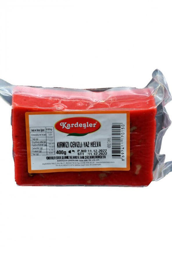 Kardeşler Cevizli Kırmızı Yaz Helvası 400 G