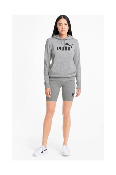 Puma ESS Logo Hoodie Kadın Sweatshirt Gri XS-XL - 3