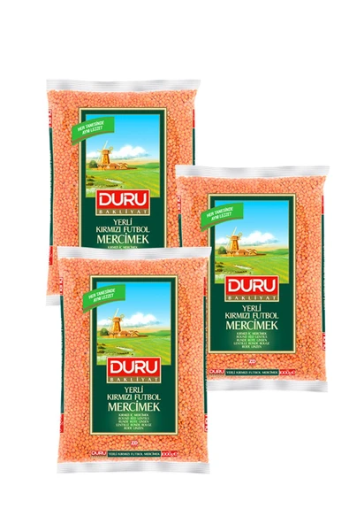 Duru Kırmızı Futbol Mercimek 1000 gr 3 lü