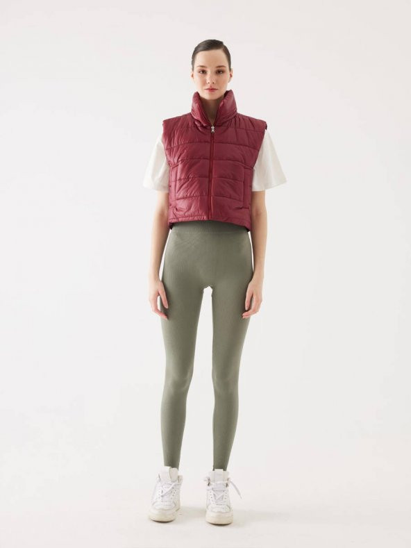 Crop Bordo Şişme Yelek - 1