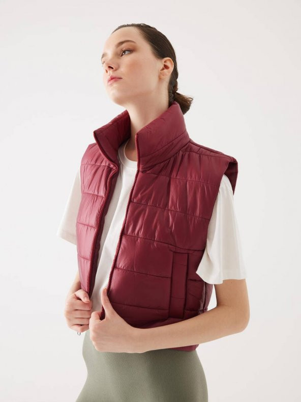 Crop Bordo Şişme Yelek - 4