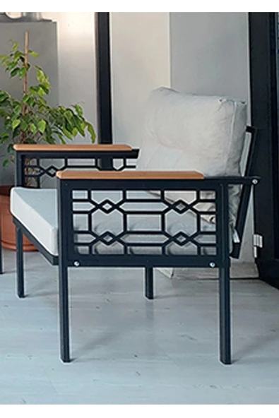 adımshops Adımshos tekli Lazer Balkon-Bahçe-Ofis-Kafe Çay Seti Koltuk Oturma Takımı-Oturma Grubu - Resim 2