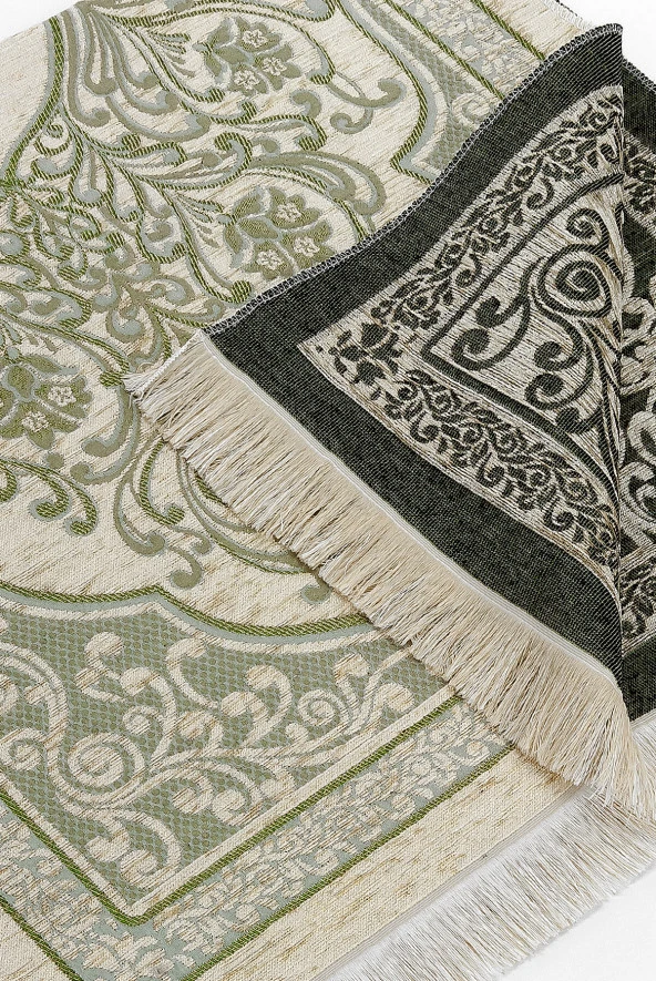 Yeni Mihraplı Şönil Lüks Seccade Yeşil - Resim 3