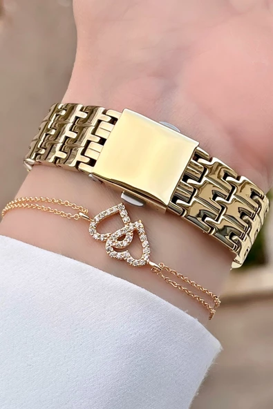 Ferrucci FCISTE57 Sarı Renk Kadın Kol Saati ve Bileklik - Resim 3